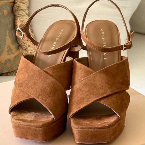 Loeffler Randall Platform suede sandals - Style is Gina color is cacao size 8B - Picture 2 of 13